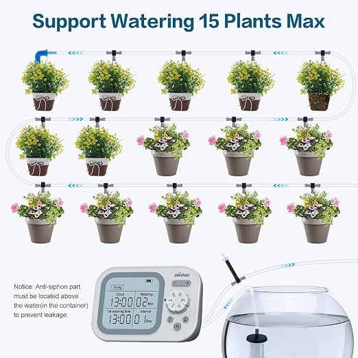 Automatic Plant Waterer Replacement Kit for 15 Potted Plants, Accessories Expansion Set for Auto Drip Irrigation Programmable Self Watering Timer Devices