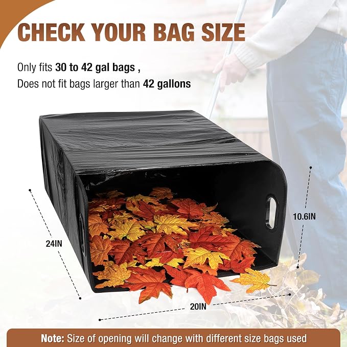 Touri Lawn and Leaf Trash Bag Holder No Assembly Required Holds 30-42 Gallon Bags Easy Open Easy Filling