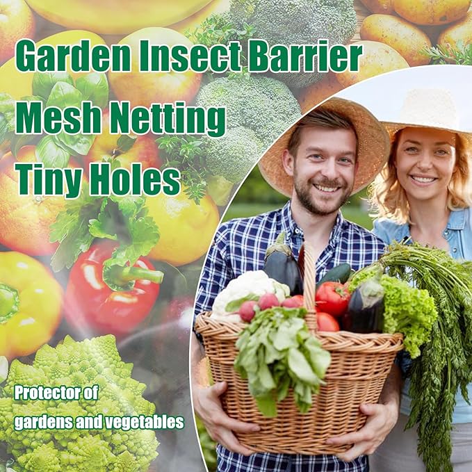 Garden Netting 10x50FT 2 Pack Ultra Fine Mesh, Insect Barrier Bird Netting for Garden Protection, Insect Bug Netting Garden Net for Protecting Plants Vegetables Flowers Fruits