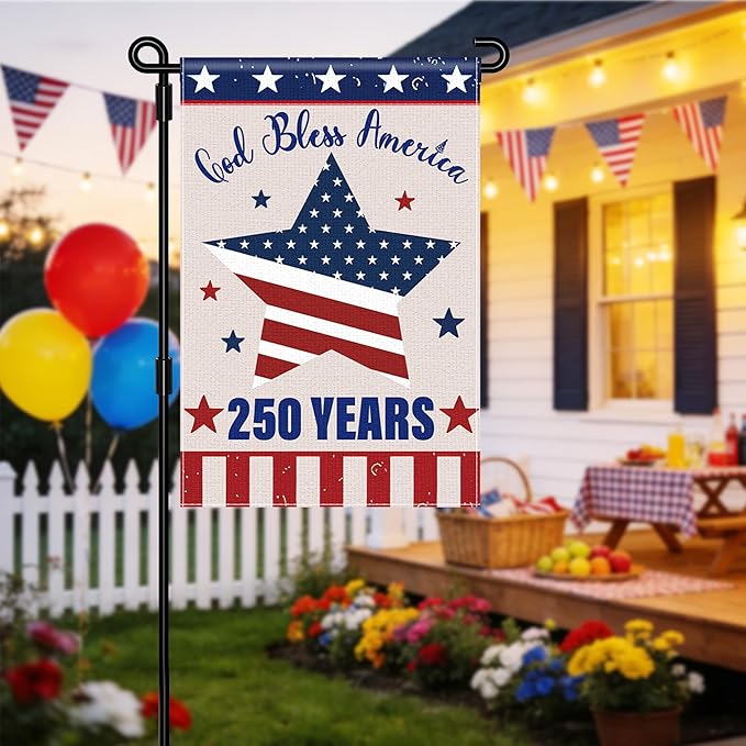 250 Anniversary USA Garden Flag, 250 Year American Anniversary Flag Patriotic Double-Sided Garden Flag