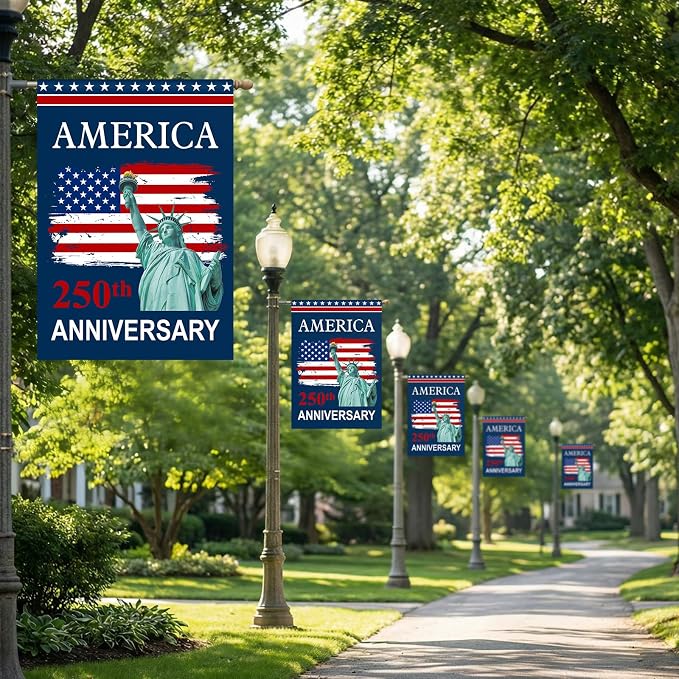 250th Anniversary USA Flag - 4th of July Decorations 28x40 Inch Double Sided Patriotic Garden Flag, 1776-2026 American Flag Independence Day Yard Porch Lawn Outdoor Decor