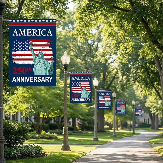 250th Anniversary USA Flag - 4th of July Decorations 12x18 Inch Double Sided Patriotic Garden Flag, 1776-2026 American Flag Independence Day Yard Porch Lawn Outdoor Decor