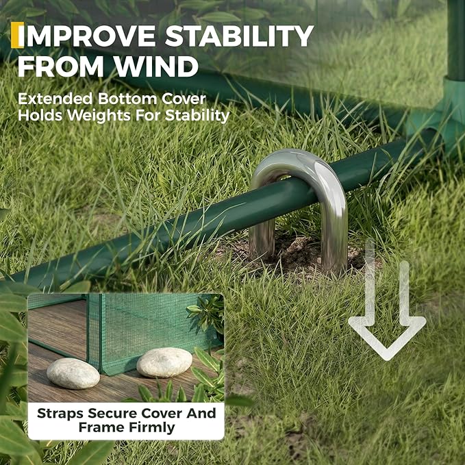 Gentingbro Mini Greenhouse Walk-in Greenhouse w/PE Cover 4 Wind Ropes & Ground Stakes Roll-up Zipper Door Double-Layer Screen Windows Portable Small Greenhouses for Outdoors 79 x 31 x 59-Inch