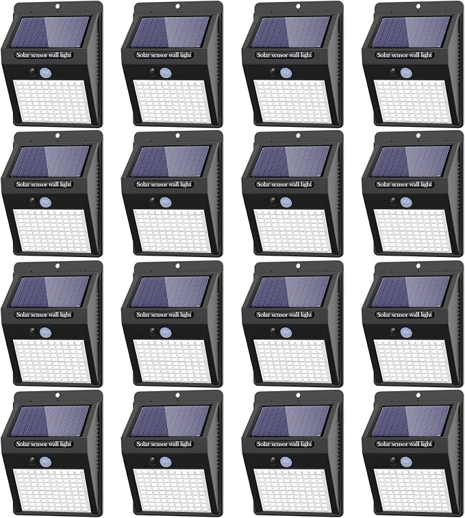 16 Pack Solar Lights Outdoor, 3 Modes/100LED Wireless IP65 Waterproof Solar Motion Lights Outdoor for Front Door, Backyard, Garage, Deck