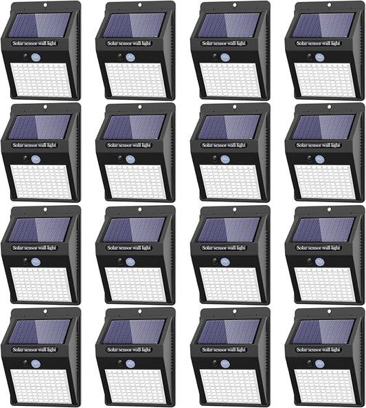 16 Pack Solar Lights Outdoor, 3 Modes/100LED Wireless IP65 Waterproof Solar Motion Lights Outdoor for Front Door, Backyard, Garage, Deck