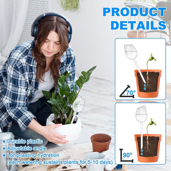 M METERXITY 4-Pack Plant Watering Globes, 9.4 Inch Plastic Self Watering Planter Insert for Indoor/Outdoor Plants, Self Water Devices [Transparent]