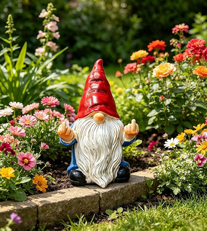 QINJIEJIE Garden Gnomes Outdoor Funny Gnome 3.5in Naughty Gnomes for Fairy Garden Yard Decoration Lawn Ornament Gnome Statue for Home Decor
