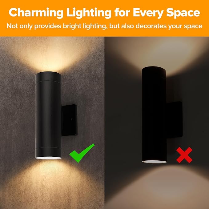 LUTEC Outdoor Wall Light Fixtures, Integrated LED Cylinder Up-Down Sconce, 16W 3000K Waterproof Aluminum Exterior Lighting, Modern Matte Black Wall Sconce Outdoor Lighting for Porch, Entryway, 4 Pack