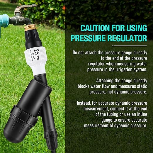 Aurelema Drip Irrigation Pressure Regulator and Filter 25 PSI Water Backflow Preventer for 3/4'' Garden/Faucet Hose Thread and Drip Irrigation Inline Y Filter 3/4" x 3/4" FHT Hose Connection (2 Pack)