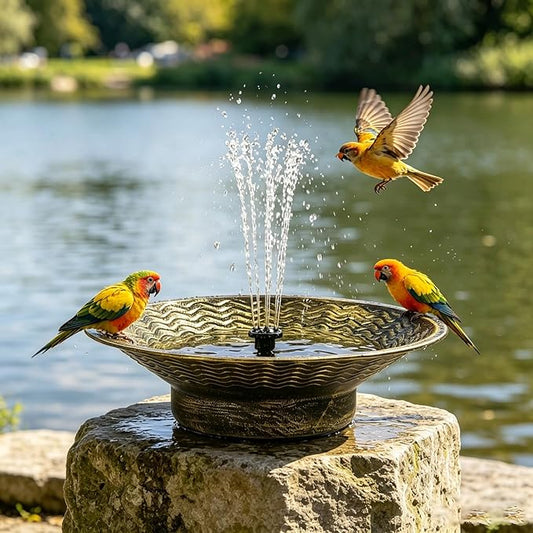 Bird Bath for Outside, Solar Powered Bird Bath Bowl Fountain, Solar Fountain Bird Bath for Outdoor Garden Patio Lawn Tabletop Decor (Gold)