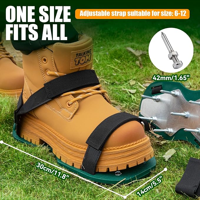 Heavy Duty Metal Lawn Aerator Shoes - 3/4" Durable Spikes, Aerating Sandals for Yard, Garden & Grass, Easy-to-Use Soil Aeration Tool