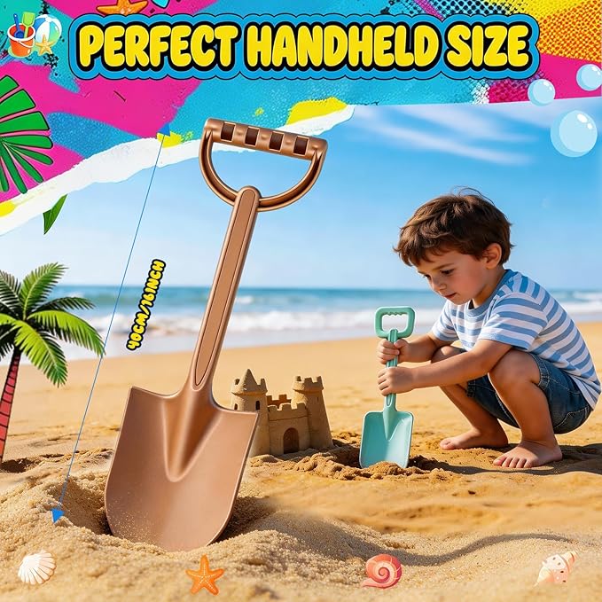 Beach Shovels for Kids, Ideal for Beach Digging, Sandbox Play, Garden Tasks & Snow Shoveling, Toy Set Perfect for Summer Outdoor Fun, Suitable for Gardening, Planting, Dirt Shoveling & Digging