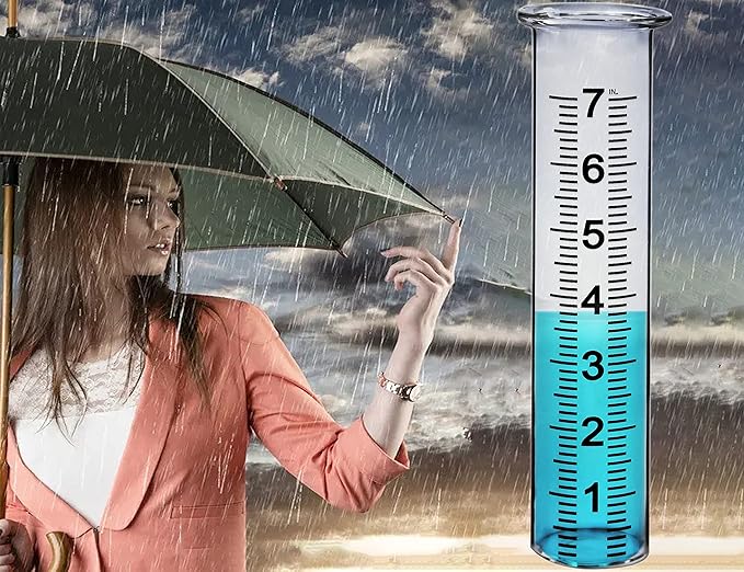 JMBay Rain Gauge Replacement Tube Plastic,7 inch Outdoor Plastic Rain Gauge Tube for Garden,Yard,Home.Upgraded Large Font Transparent Measure Tube,Lip Design,Best PCS Tube with Clean Brush