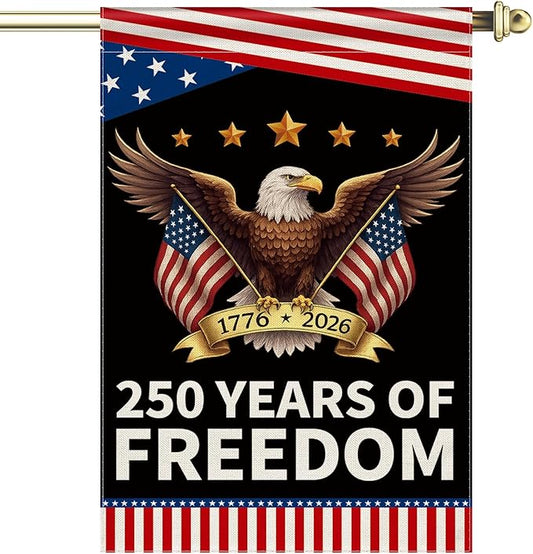 250th Anniversary America Garden Flag, 250 Anniversary USA Flag Patriotic Banner 250 Years of Freedom Yard Sign Eagle Design 4th of July Double-Sided Waterproof 1776-2026 Commemorative Flag (28x40 Inch)