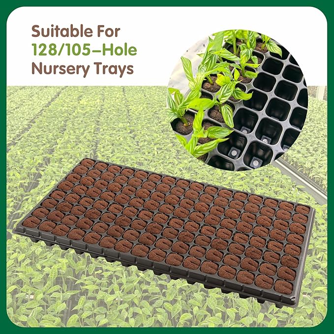 150PCS Seed Starter Plugs, Expandable Grow Sponges Compatible with 105 & 128 Cell Nursery Trays, Breathable Grow Media for Seed Starting, Hydroponics, Indoor Gardening & Plant Propagation