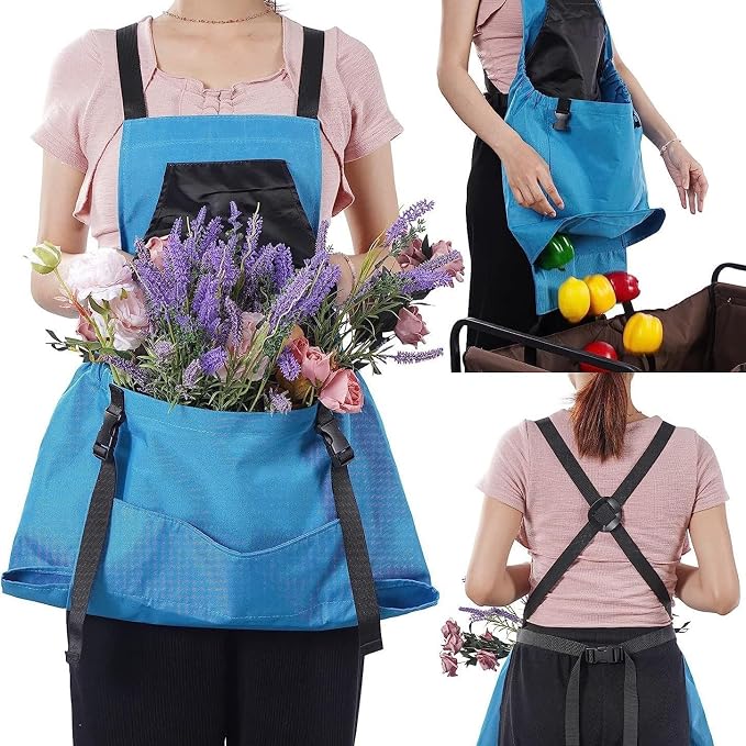Women's Gardening Apron with Pockets, Durable Garden Harvesting Apron for Outdoor Picking