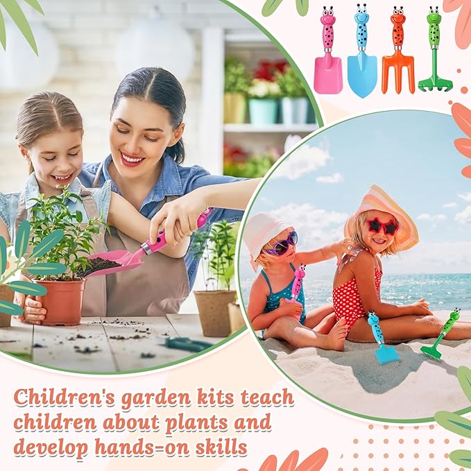 10 Pack Beach Toys for Kids Children Sand Box Toy Kit Kids Beach Shovels with Rake Fork Trowel Bulk Metal Gardening Tool Gift for Toddler Digging Weeding Summer Outdoor Sensory Sand Play