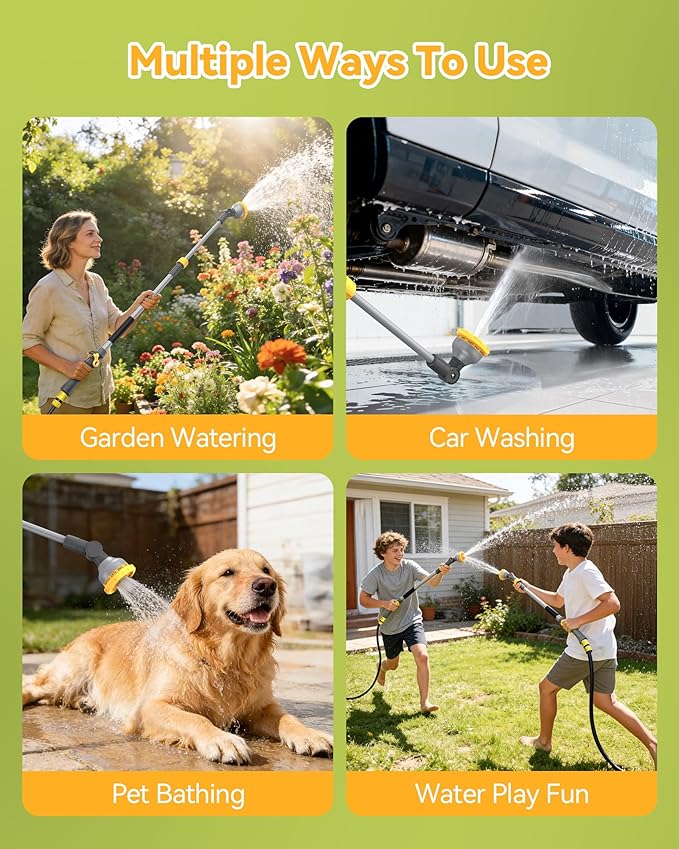 VOXON Watering Wand for Garden Hose, Adjustable 29–43 Inch Watering Wand with 10 Spray Patterns & 180° Swivel Head, Thumb Flow Control, for Hanging Baskets, High Shrubs & Patio Plants