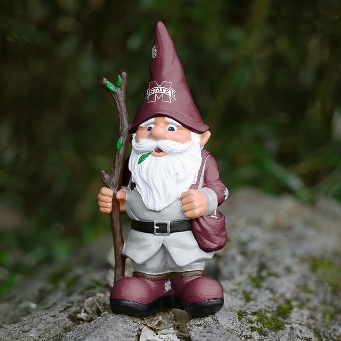 FOCO NCAA Unisex-Adult NCAA College Team Logo Holding Stick Garden Statue Outdoor Gnome