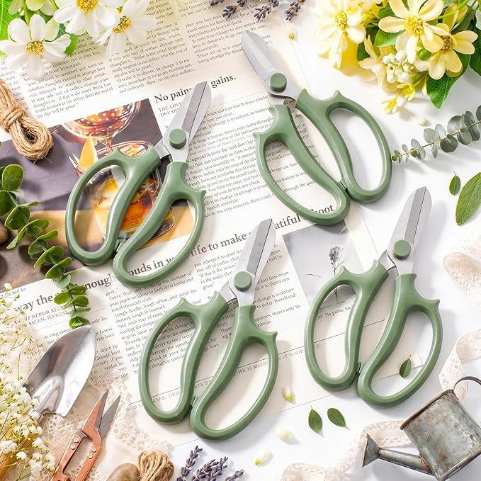 Kigeli 8 Pieces Garden Flower Scissors Floral Shears Garden Pruning Shears with Comfortable Handles for Flower Arrangement Fruit Picking Trimming Household (Green)