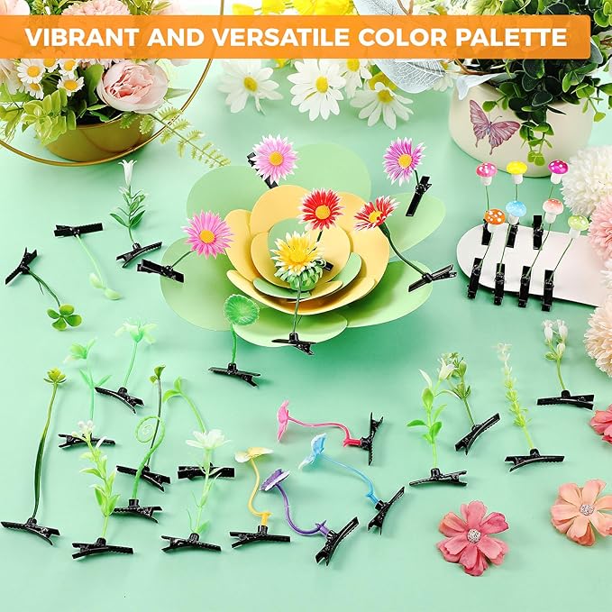 Tigeen 100 Pcs Rave Sprouts Bean Sprout Funny Hair Clips Mixed Style Plant Hairpins Hair Accessories for Home Party Irish(Sweet)