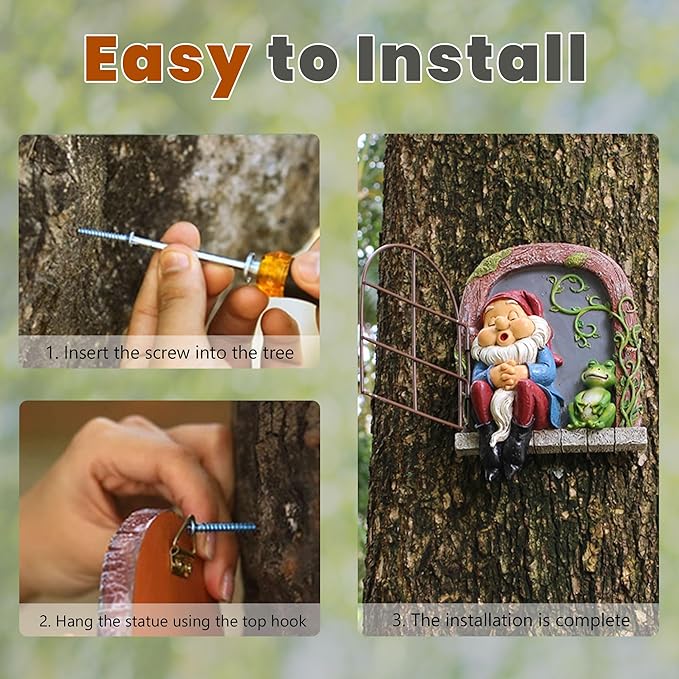 Outdoor Garden Statues, Resin Gnome Tree Hugger Faces, Whimsical Yard Sculpture, Durable Garden Peeker Art, Waterproof & Handcrafted, Unique Christmas Decorations Outdoor Ornament Gift