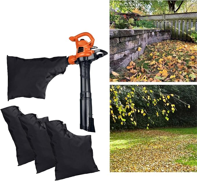 3 Pack Replacement Leaf Vacuum Bags, 29"x20" Heavy Duty Collection Dump Bag, Adjustable Drawstring Universal Fit for Most Leaf Blower Vacuum, Outdoor Yard Work Accessories