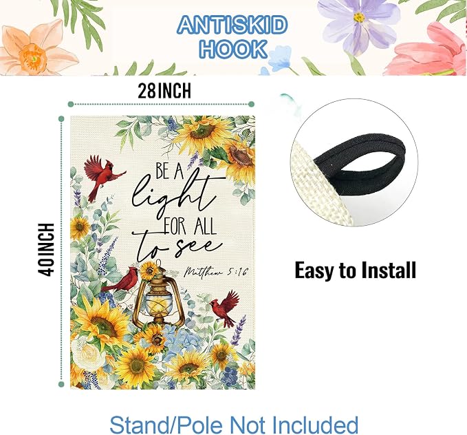 Baccessor Spring Summer House Flag 28x40 Inch Double Sided Burlap,Sunflowers Cardinal Floral Flowers Large Garden Flag Holiday Yard Porch Patio Outdoor Outside Decoration