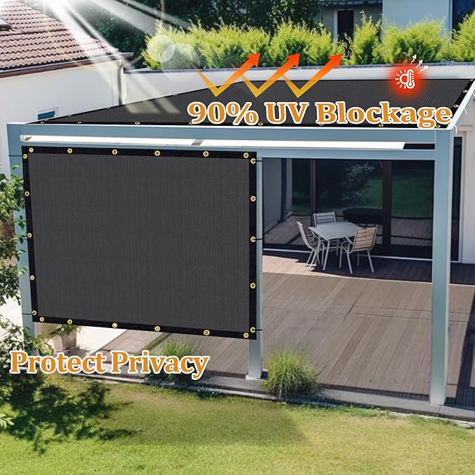Shade&Beyond Customized Size 13' X 19' Shade Cloth with Grommets, 90% UV Protection UV Protection Mesh Tarp Sun Screens for Patio GN01, Dark Gray