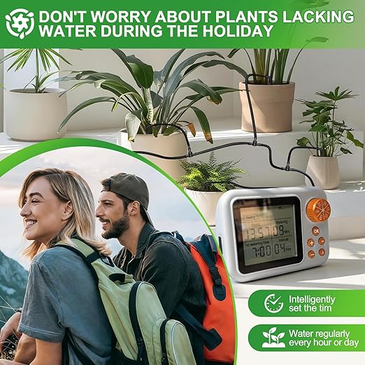Drip Irrigation kit Indoor Plant Irrigation System Automatic Plant Waterer Plant Humidity Sensor Timer Water drip System kit to Growing Tent self Watering Automatic Mister kit Greenhouse(2 Sets)