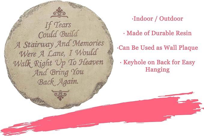 Spoontiques - Garden Décor - If Tears Could Build A Stairway Memorial Stepping Stone - Decorative Stone for Garden