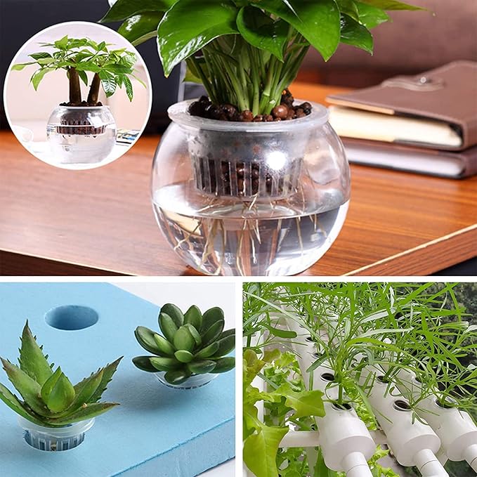 50PCS 1.75" Mesh Net Cup Pots Basket Hydroponics System Supplies Aquaponics Seed Growing Media White