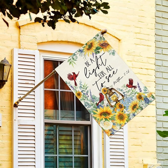 Baccessor Spring Summer House Flag 28x40 Inch Double Sided Burlap,Sunflowers Cardinal Floral Flowers Large Garden Flag Holiday Yard Porch Patio Outdoor Outside Decoration