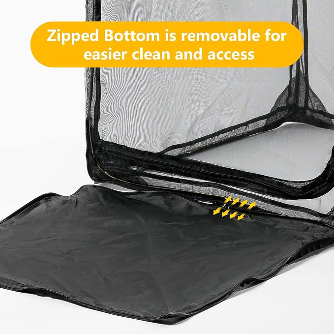 46" Heavy Duty Monarch Butterfly Habitat, Outdoor Collapsible Insect Mesh Cage Terrarium Pop-up with Zipper Protection and Detachable Bottom 23 x 23 x 46 inches