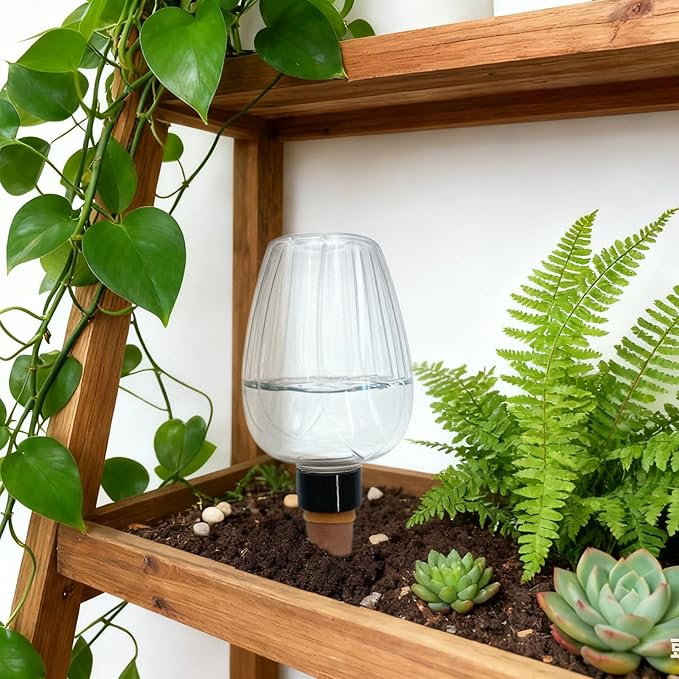 Plant Watering Spikes Globes,Watering Bulbs for Outdoor Plants,Self Watering Planter Insert,Rose Shape Two Packs