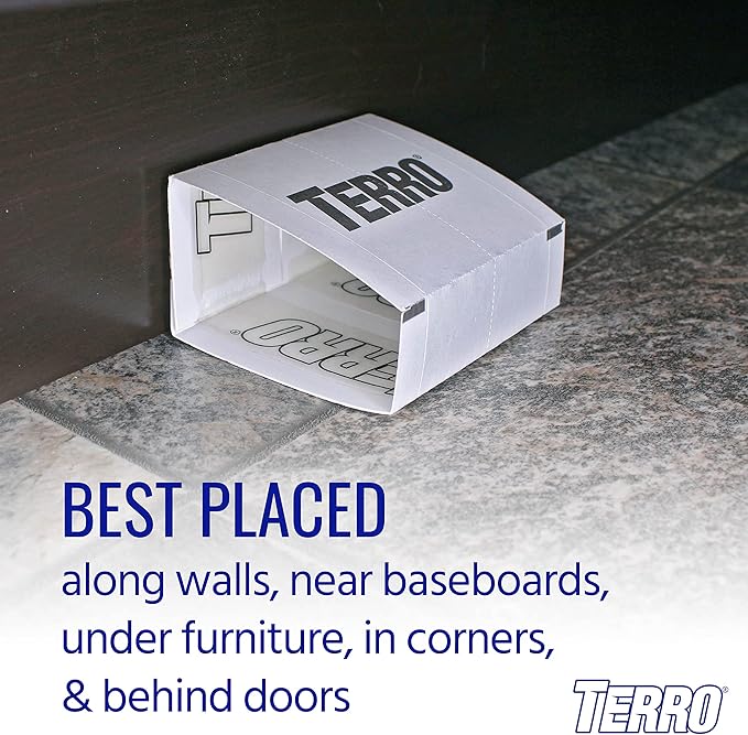 TERRO Spider & Insect Trap T3206 10-Pack Sticky Glue Traps for Roaches, Spiders, Ants, Cockroaches, Crickets - Indoor Bug Catcher Pest Control Traps, 4.25 in x 10 in
