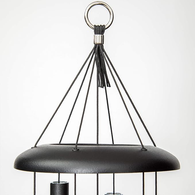 Corinthian Bells 30 Inch Black Wind Chimes for Outside, Modern Metal Outdoor Wind Chime for Patio Decor, Made in USA