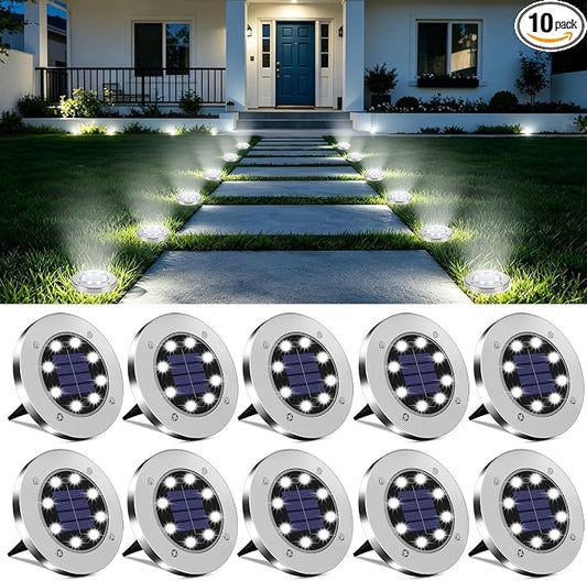 OULONGER 4.6inch Solar Lights Outdoor Waterproof,10Pack Solar Lights for Outside,Solar Garden Lights Landscape Lighting for Patio Pathway Lawn Yard Deck Driveway Walkway(White Light)