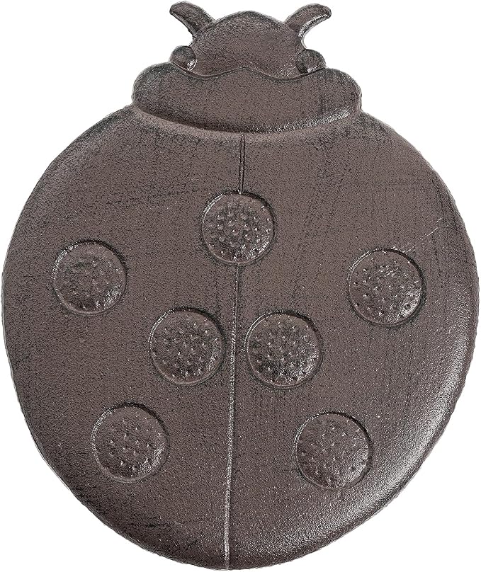 Sungmor Cast Iron Ladybug Stepping Stones, Sturdy Metal Stepping Mat for Front Door, Outdoor Walkway Decorative Statue, Garden Path Pavers for Yard Lawn Landscaping
