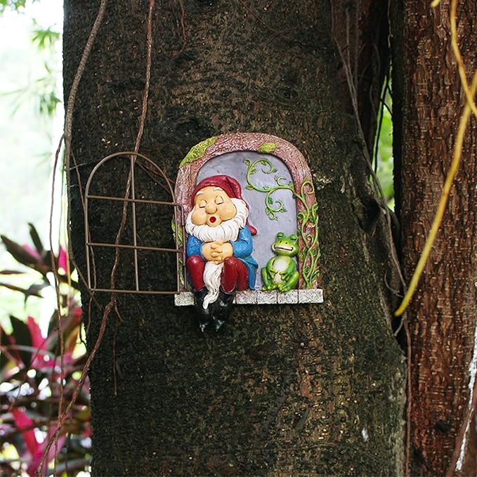 Outdoor Garden Statues, Resin Gnome Tree Hugger Faces, Whimsical Yard Sculpture, Durable Garden Peeker Art, Waterproof & Handcrafted, Unique Christmas Decorations Outdoor Ornament Gift