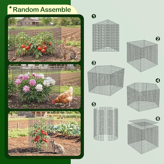 10 Pack Plant Protector from Animals, Wire Mesh Plant Cages for Garden – Sturdy Metal Plant Protectors to Keep Rabbits, Squirrels, and Animals Out– Ideal for Flowers, Outdoor Plants (13'' x 13'')