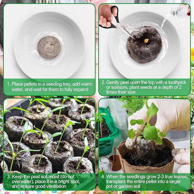 Legigo 50 Pcs 30mm Peat Pellets Seed Starter Soil Pods- Seedling Soil Peat Pods for Seed Starting, Compressed Seed Pod Root Starter Plugs for Garden Plant Cuttings Planting Herb Flower and Vegetables