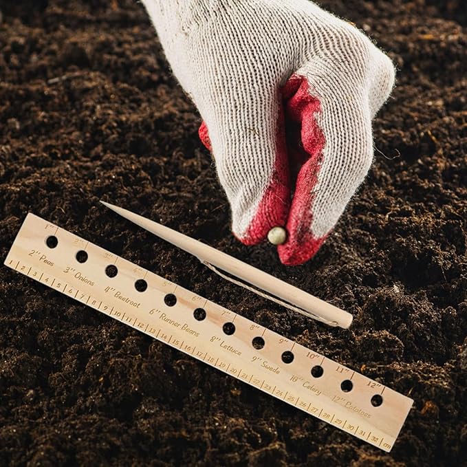 Plant Spacer Folding Ruler,Wooden Plant Ruler,Seeder Spacer Tool with Holes,Planting Ruler for Accurate Seed Spacing,Seeding Garden Template for Outdoor Raised Bed Gardening and Vegetable (1)