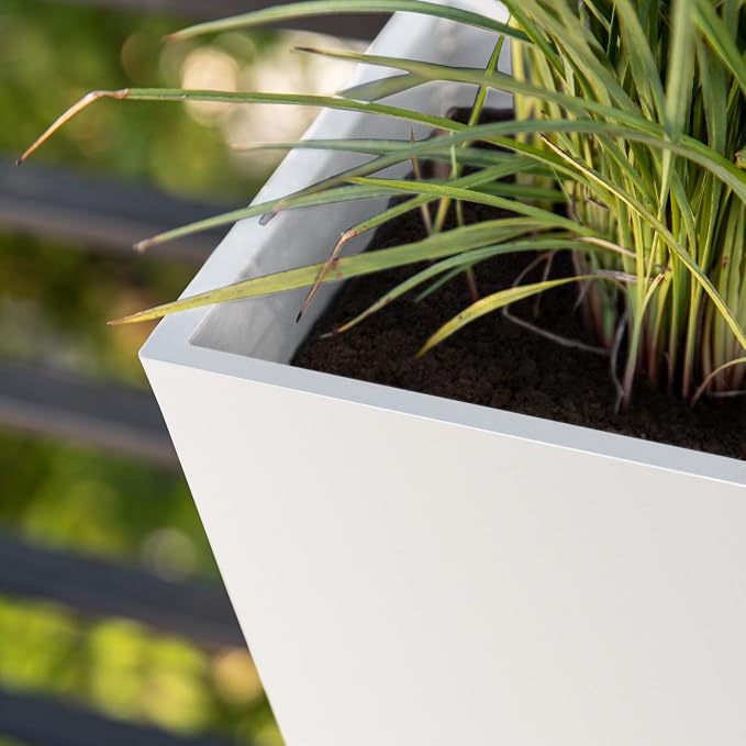 Veradek Pure Series Railing Planter - Plastic Hanging Planter for Outdoor Balcony/Fence | Durable All-Weather Use with Adjustable Brackets | Modern Décor for Flowers, Succulents, Hanging Plants