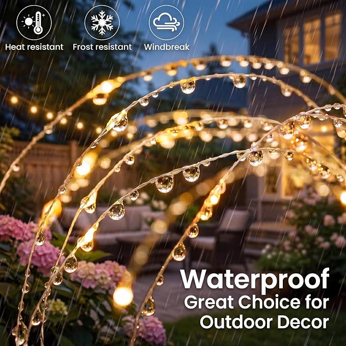 btfarm 6 Pack 120 LED Solar Garden Lights Outdoor, 8 Modes Firework Lights Solar Powered, Waterproof Twinkle Fairy Light Outside for Yard Patio Pathway Pool Christmas Party Decorative, Warm White