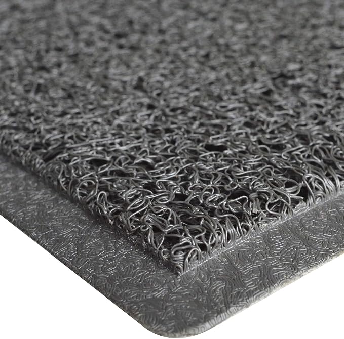 UNIMAT Vinyl Loop Plain Doormat 3'X5' - Rubber Smooth Backing - Doormat with Drainage - Ideal for Pool and Outdoor - American Spaghetti Mat -Mesh Floor mat-Rubber Mulch (Gray)
