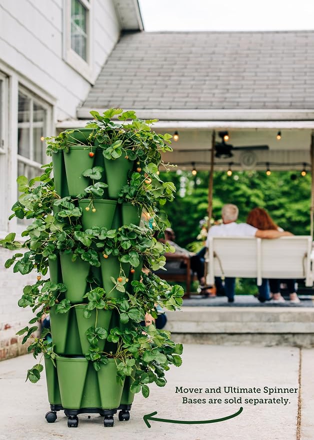 Greenstalk Patented Large 5 Tier Vertical Garden Planter with Patented Internal Watering System Great for Growing a Variety of Strawberries, Vegetables, Herbs, & Flowers (Evergreen)