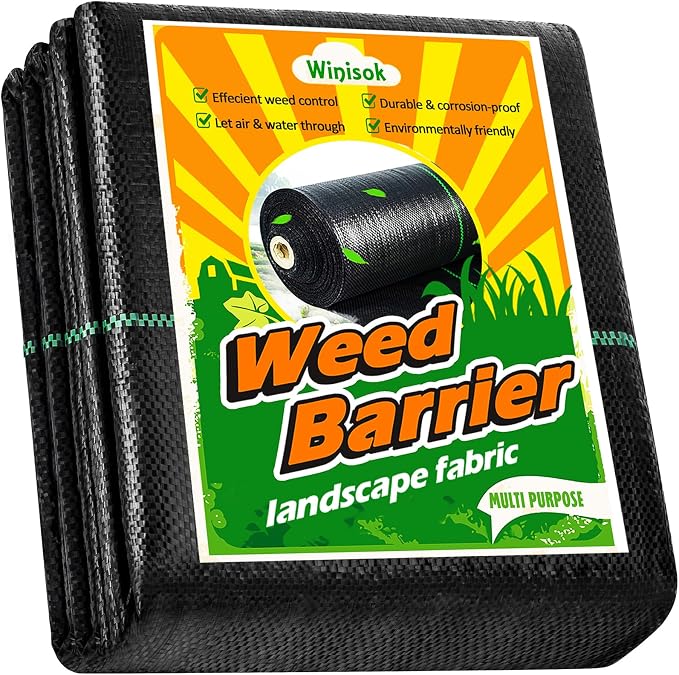 Winisok 2FT x 50FT Weed Barrier Landscape Fabric, 3.2oz Woven Garden Cloth, Heavy Duty Breathable Ground Cover for Landscaping, Gardening and Farming(2FT x 50FT)