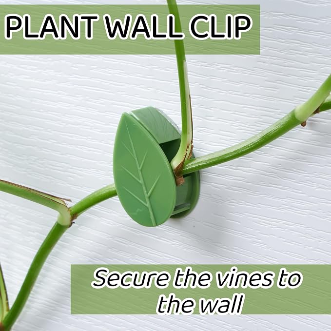 30/60/100PCS Plant Climbing Wall Fixture Clips,Invisible Wall Plant Vines Fixing Clips,Self-Adhesive Vine Support Holder for Climbing Plants. (60, Green-Leaf Shaped)