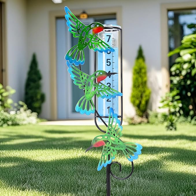 MUMTOP Rain Gauge Outdoor Hummingbird, 36 Inch Large Number Easy Read Water Measure Gauge for Lawn, Yard and Garden(Hummingbird)